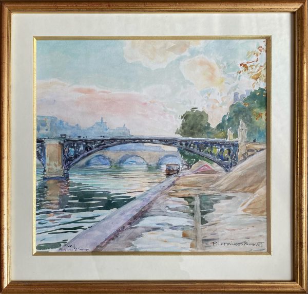 "Le Pont des saints Pères" par Pierre Emile LE PRINCE RINGUET vers 1900. Démoli et reconstruit en béton en 1935 , il s'appelle depuis Pont du Carrousel