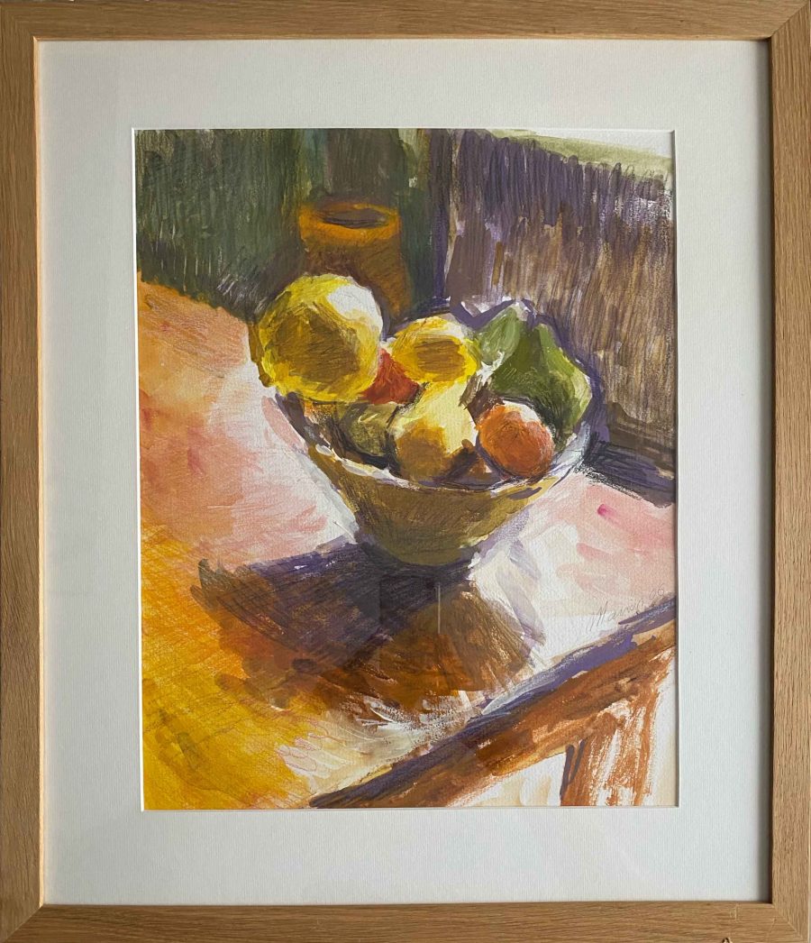"Coupe de fruits" gouache sur papier par Christophe Marion
