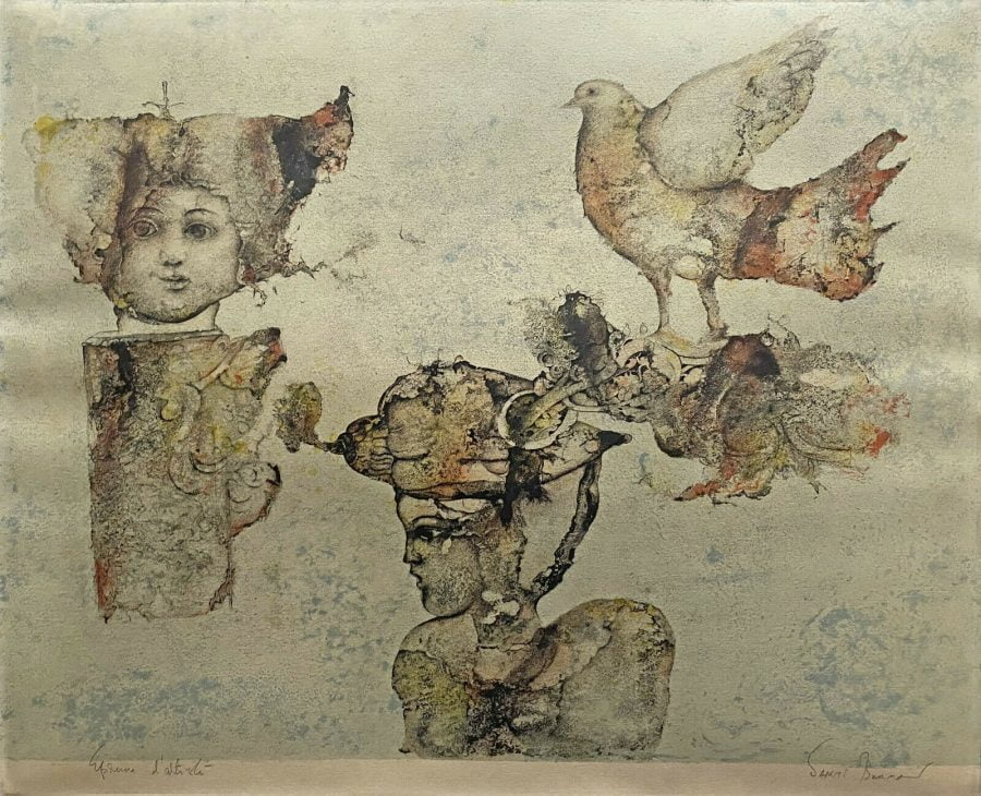 " Le Pigeon" Lithographie par Sakti Burman