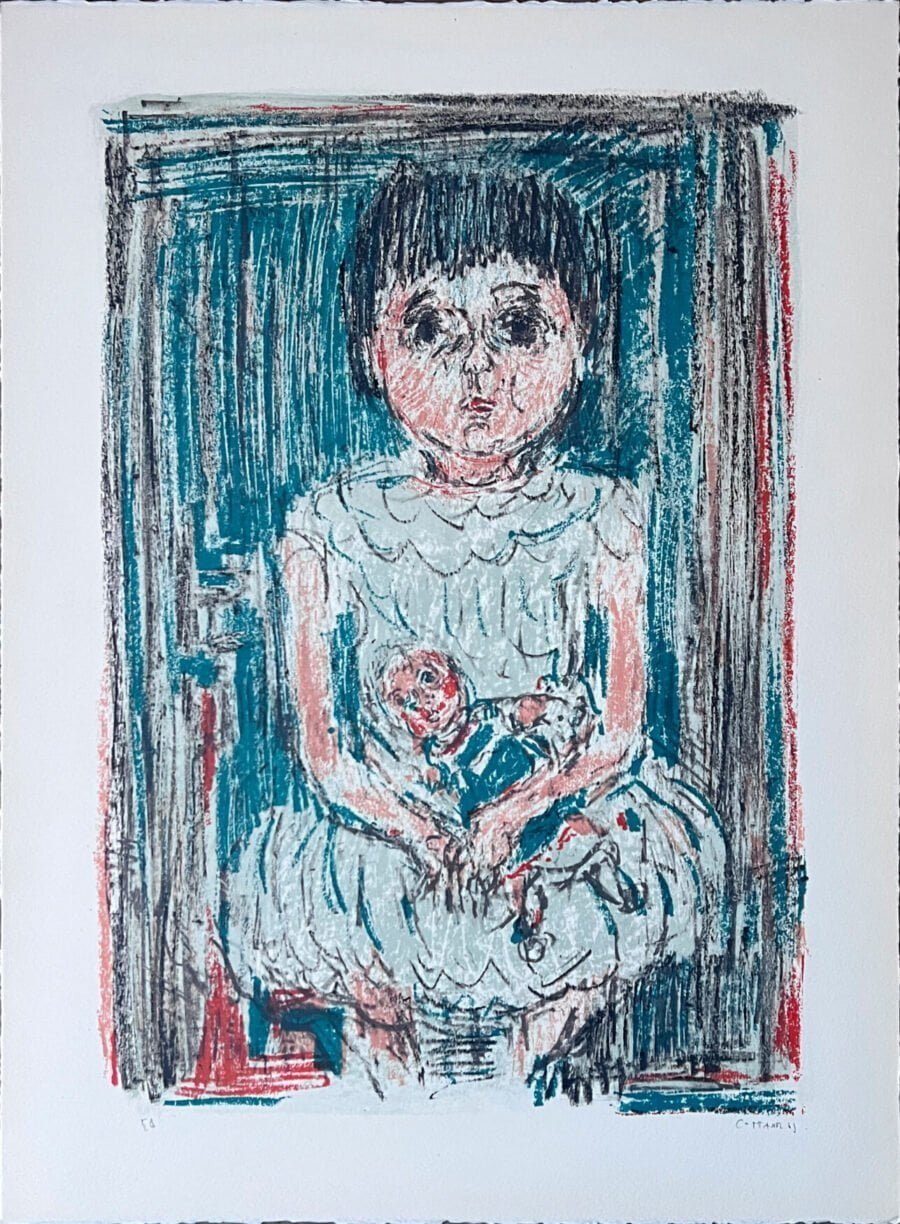 "Sophie et sa poupée" par André Cottavoz. Sophie, la nièce de l'artiste, était son modèle enfant favoris.