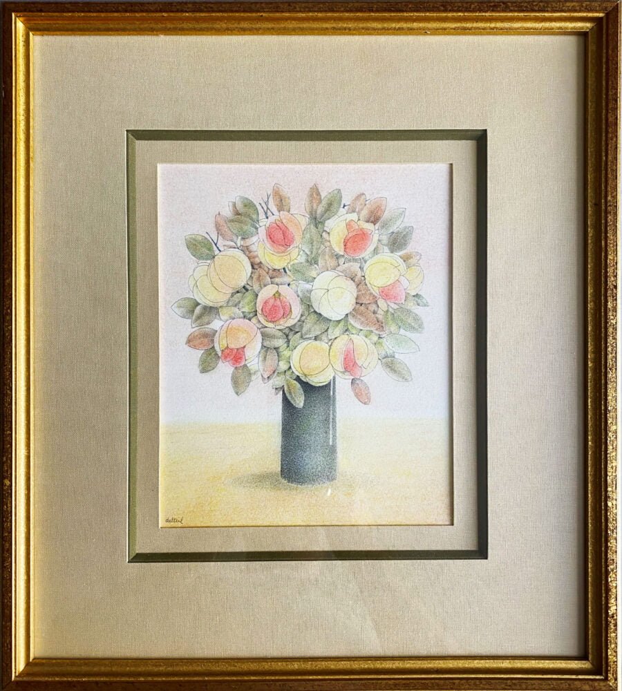 "Fleurs boules dans un vase" par Maïté Delteil