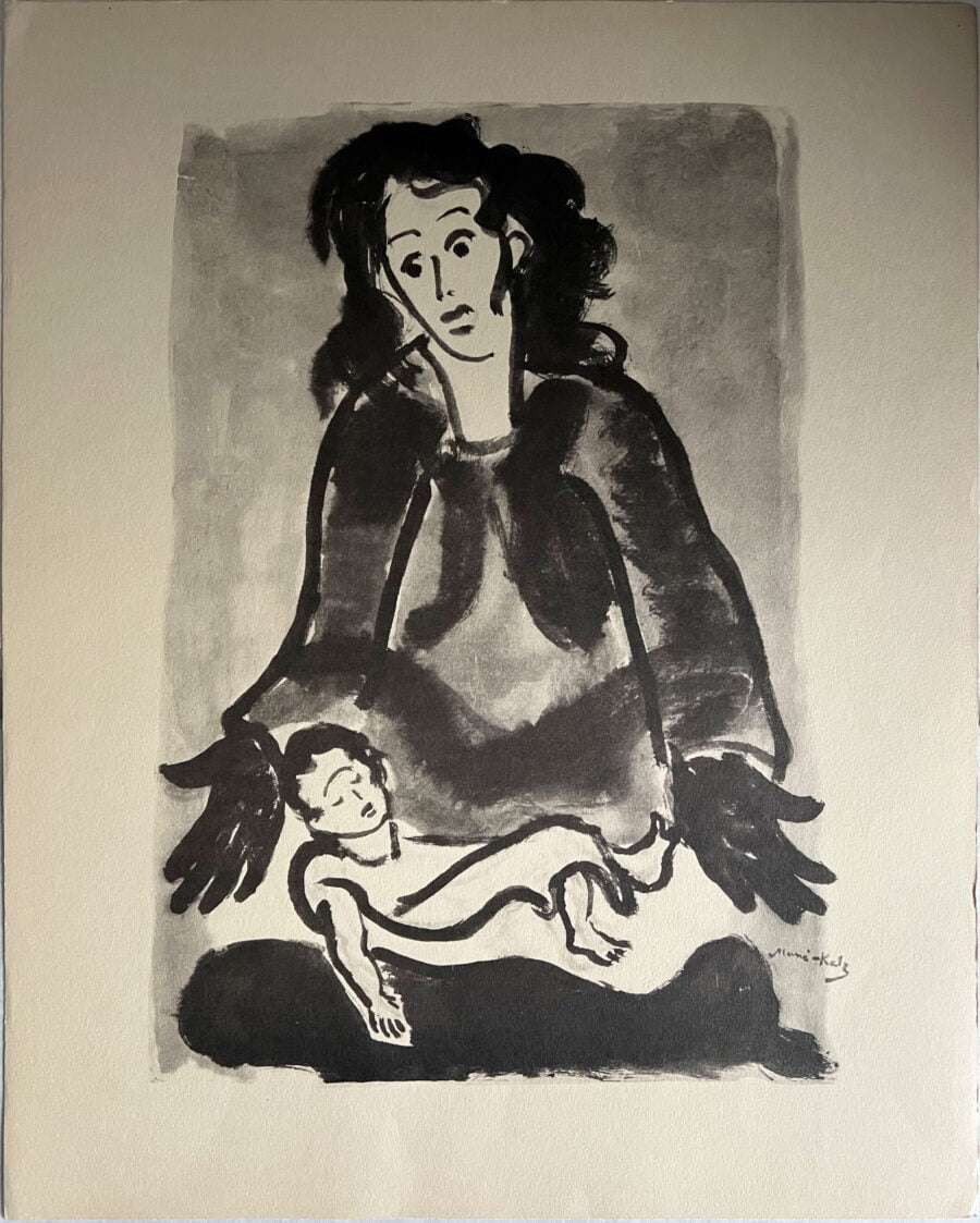 "La mère et l'enfant" lithographie par Mané Katz